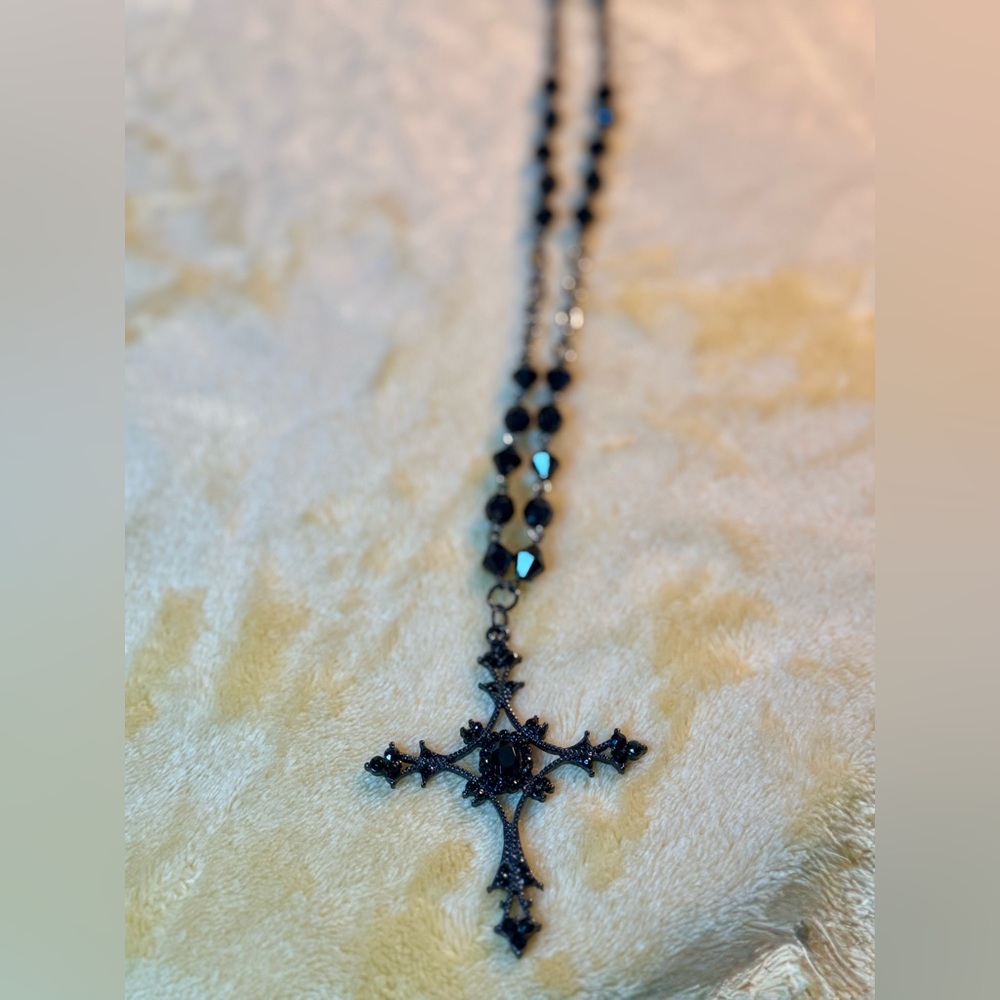 Victorian Era Gothic Cross Necklace - Picture 7 of 7
